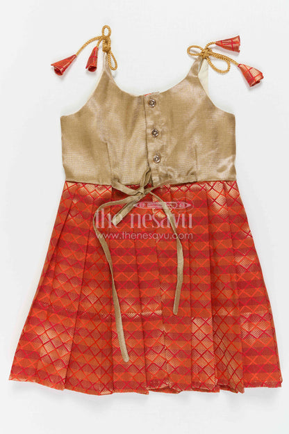 The Nesavu Tie-up Frock Baby Girl Tie up Frock for Festive Birthdays and Celebrations Nesavu Nesavu Baby Girl Tie Up Frock With Woven Festive Skirt For Birthdays And Traditional Celebrations