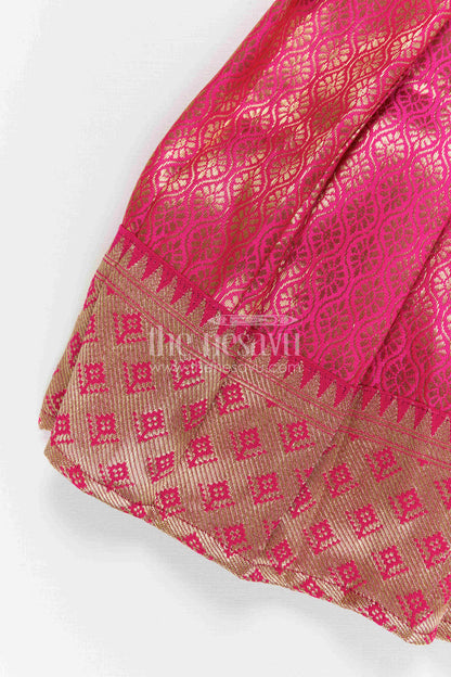The Nesavu Tie-up Frock Baby Girl Tie up Frock for Festive Weddings and Birthday Parties Nesavu Nesavu Baby Girl Tie Up Frock With Woven Festive Skirt For Weddings And Birthday Celebrations