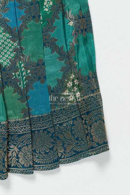 The Nesavu Silk Frock Baby Girl Traditional Silk Frock with Tissue Yoke for Weddings and Festive Portraits Nesavu Nesavu baby girl semi Banaras silk frock with tissue yoke for traditional weddings and functions