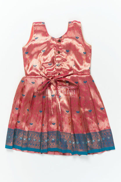 The Nesavu Silk Frock Baby Girl Traditional Silk Frock with Zari Border for Festive Photoshoots and Functions Nesavu Nesavu baby girl semi Banaras silk frock with zari border for festivals and family gatherings