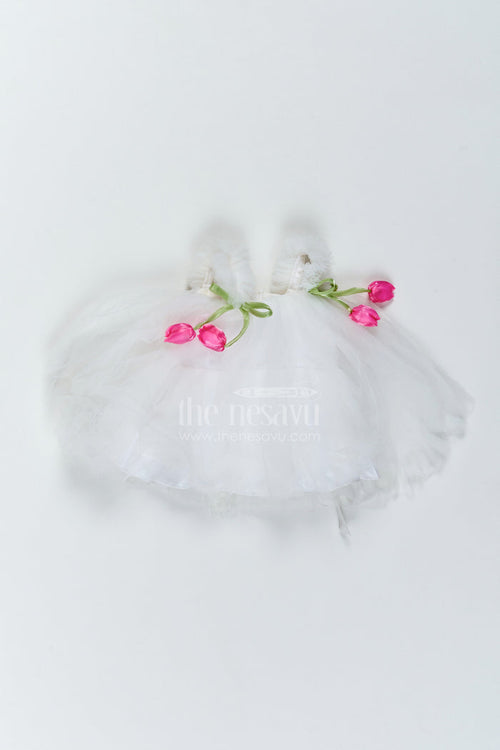 The Nesavu Girls Fancy Party Frock Baby Girl Tulip Party Frock for First Birthdays and Milestone Portraits Nesavu 12 (3M) / off white / Plain Net PF331G-12 Nesavu Baby Girl Tulip Net Frock For First Birthdays Milestone Portraits Cake Cutting And Celebrations