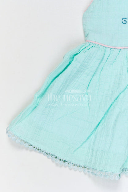 The Nesavu Baby Cotton Frocks Baby Girls Bubble Crepe Embroidered Frock with Floral Detail Nesavu Nesavu baby girls bubble crepe embroidered frock for party and occasion wear