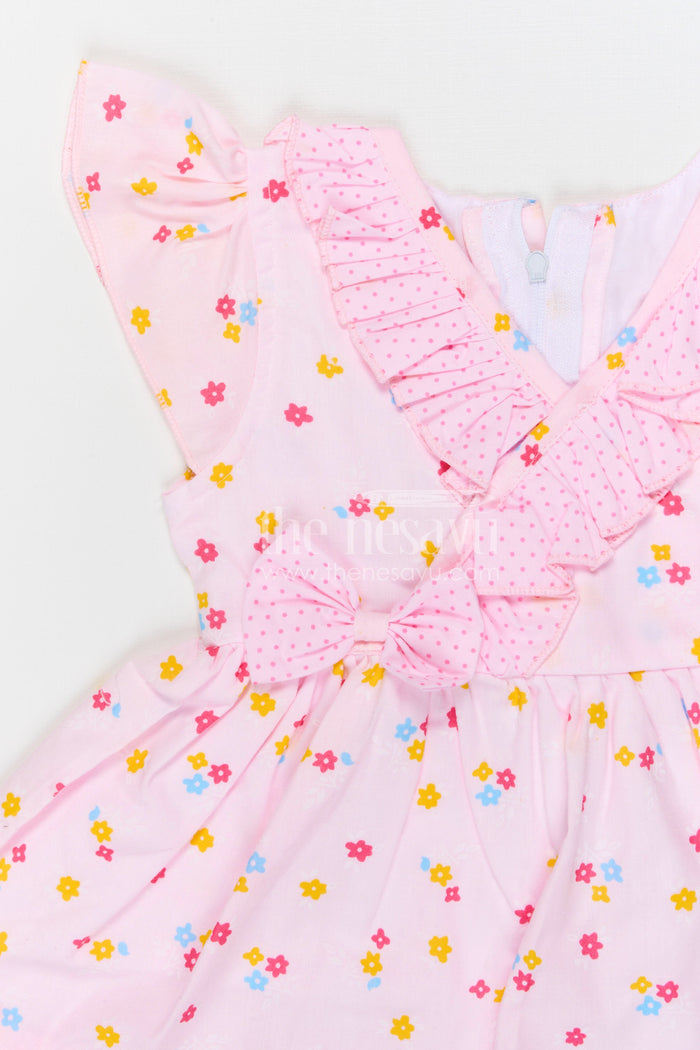 The Nesavu Baby Cotton Frocks Baby Girls Cotton Floral Frock with Ruffle Wrap Design Nesavu Nesavu baby girls cotton floral printed frock with ruffle wrap design for kids wear