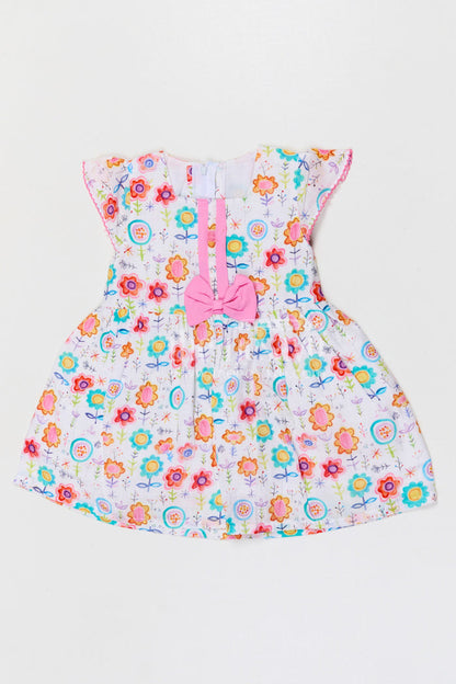 The Nesavu Baby Cotton Frocks Baby Girls Floral Cotton Frock for Playful Summer Outings Nesavu 14 (6M) / Multicolor / Cotton BFJ964A-14 Nesavu baby girls floral cotton frock with digital print for summer wear and casual outings