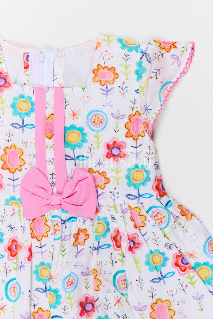 The Nesavu Baby Cotton Frocks Baby Girls Floral Cotton Frock for Playful Summer Outings Nesavu Nesavu baby girls floral cotton frock with digital print for summer wear and casual outings
