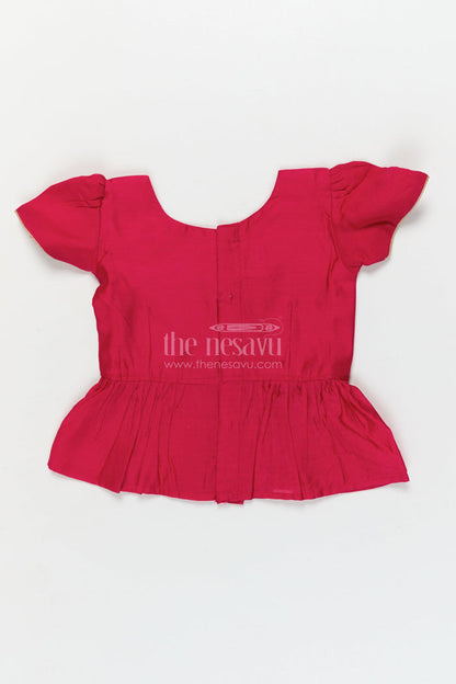 The Nesavu Pattu Pavadai Baby Pattu Pavadai for Birthday Parties and Photo Sessions Nesavu Nesavu baby girl pattu pavadai with floral skirt for birthdays and festive photoshoots