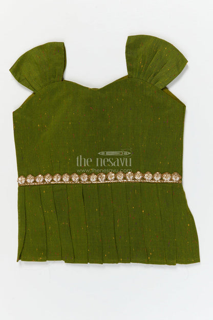 The Nesavu Pattu Pavadai Baby Pattu Pavadai with Floral Skirt for Birthdays and Outdoor Events Nesavu Nesavu floral pattu pavadai for baby girls with raw silk blouse – perfect for birthdays and summer events