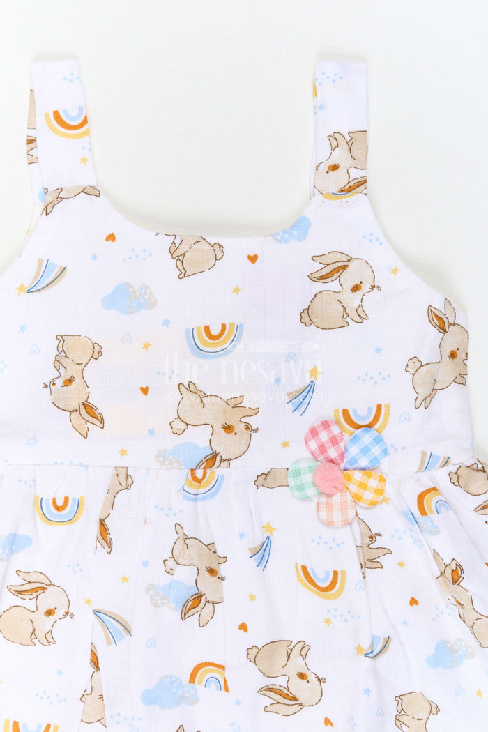 The Nesavu Baby Cotton Frocks Baby Printed Frock for Playful Day Photoshoots Nesavu Nesavu Baby Printed Frock For Playful Day Photoshoots With Muslin Cotton And Bunny Print