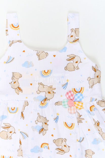 The Nesavu Baby Cotton Frocks Baby Printed Frock for Playful Day Photoshoots Nesavu Nesavu Baby Printed Frock For Playful Day Photoshoots With Muslin Cotton And Bunny Print