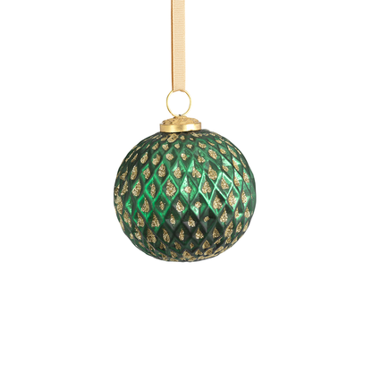 Beehive Glass Ornament - Green w/Gold Glitter - Ornaments by Carlyle Avenue