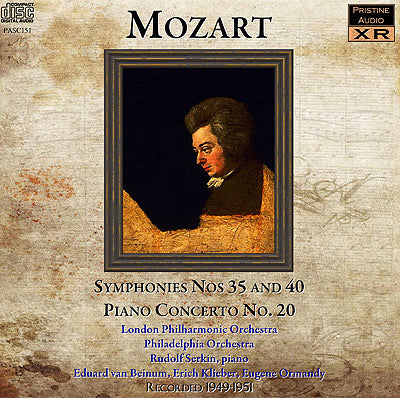 BEINUM, KLEIBER, ORMANDY, SERKIN Mozart: Symphonies 35 and 40, Piano Concerto 20 (1949-51) - PASC151 - CD
