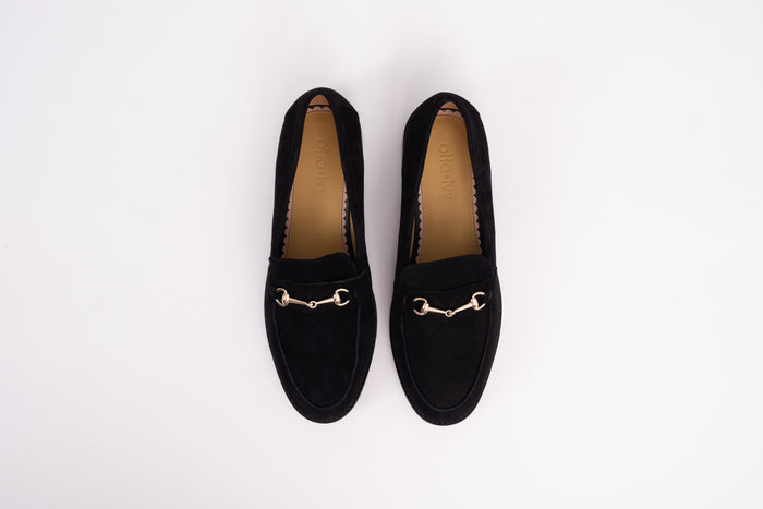Aerial view of Betsy Loafers in Black Suede, available in larger sizes UK 8-12