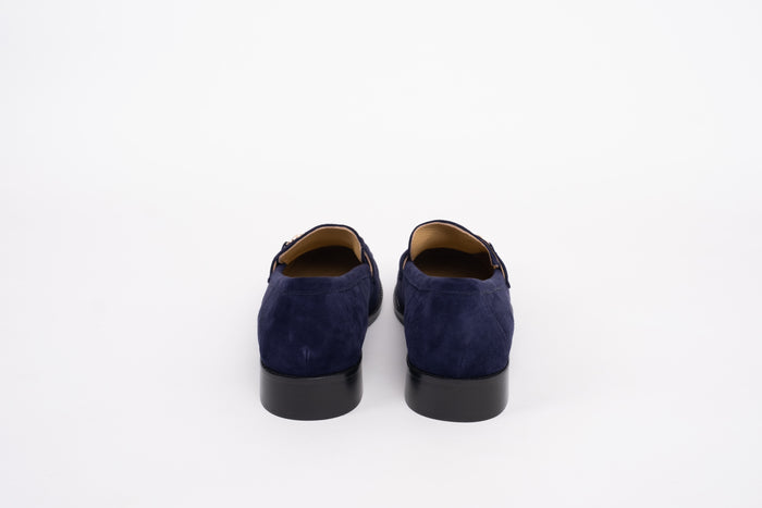 Back view of Navy Suede Betsy Loafers, Womens shoes available in larger sizes 8 -12