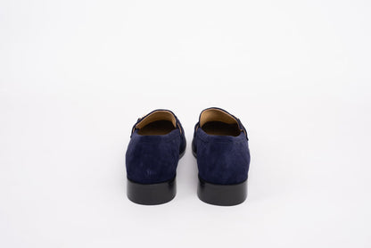 Back view of Navy Suede Betsy Loafers, Womens shoes available in larger sizes 8 -12