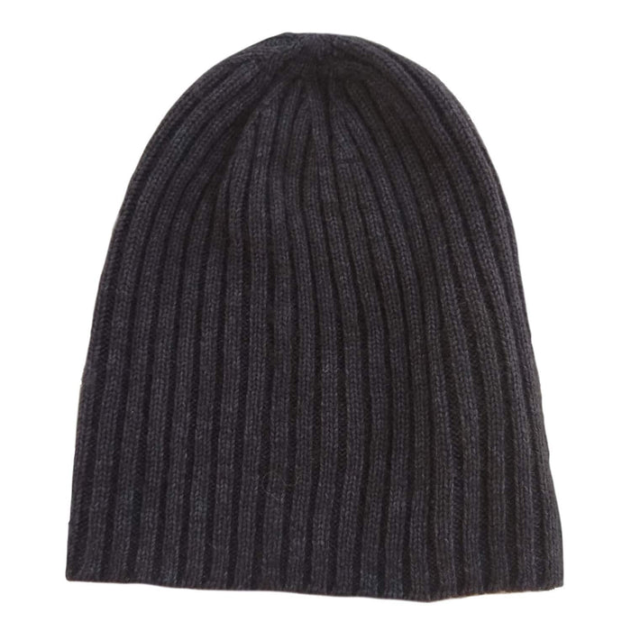 Ribbed Bison/Silk Knitted Hat Bison Gear The Buffalo Wool Co. Charcoal