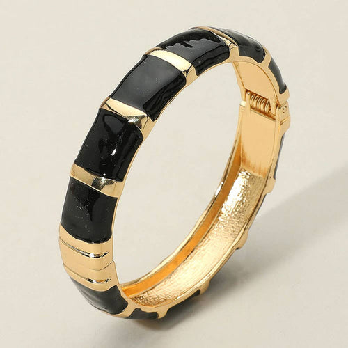 Black Enamel Bamboo Bangle Bracelet