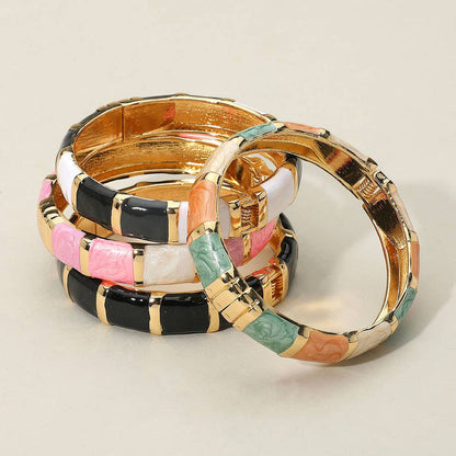 Black Enamel Bamboo Bangle Bracelet