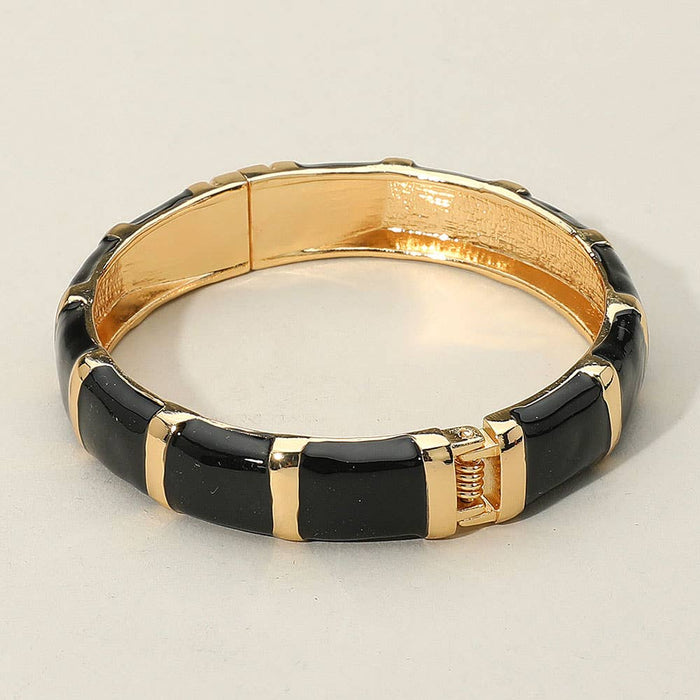 Black Enamel Bamboo Bangle Bracelet