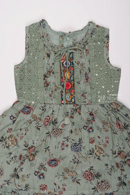 The Nesavu Girls Cotton Frock Blue Blossom: Girls Sleeveless Floral Cotton Frock Nesavu Unique Baby Frocks: Find the Perfect Cotton Dress for Every Occasion | The Nesavu