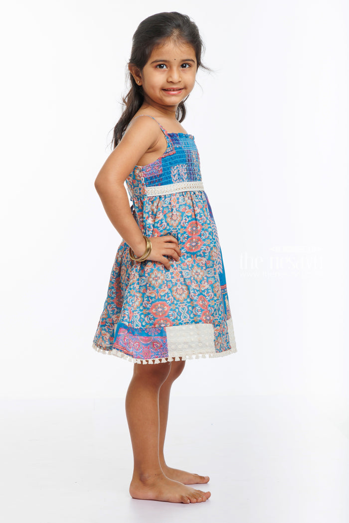 The Nesavu Baby Cotton Frocks Bohemian Chic Girls Patchwork Dress with Intricate Prints Nesavu Girls Boho Patchwork Dress  Vivid Patterns  Fringe Details a Stylish Summer  The Nesavu
