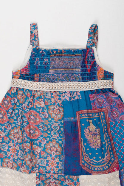 The Nesavu Baby Cotton Frocks Bohemian Chic Girls Patchwork Dress with Intricate Prints Nesavu Girls Boho Patchwork Dress  Vivid Patterns  Fringe Details a Stylish Summer  The Nesavu