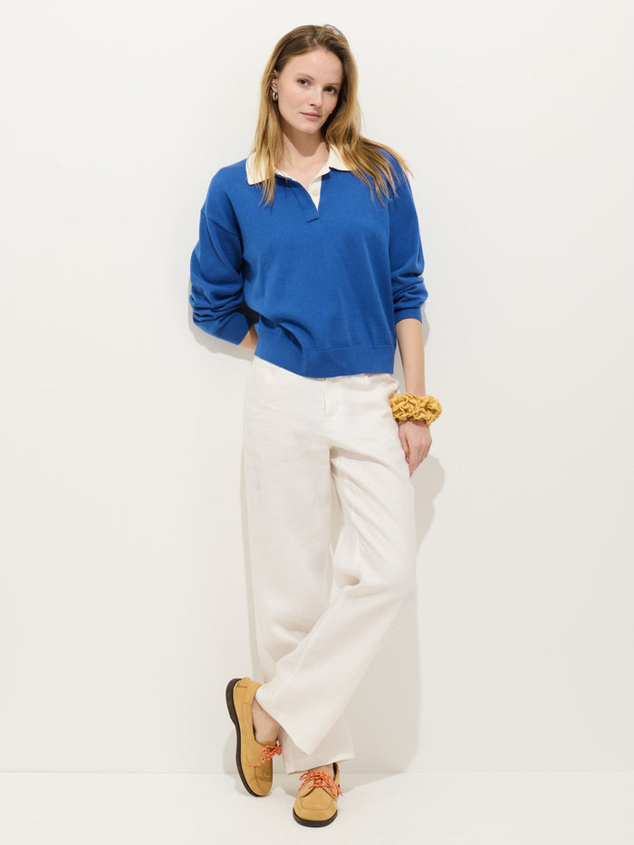 Bond St Polo in Cotton Cashmere - Cunningham Blue