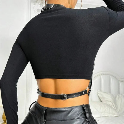 Women Fashion Chain Leather Waist Belt Chest Harness Belt Corset Bondage Lingerie Punk Gothic Lingerie Clothing