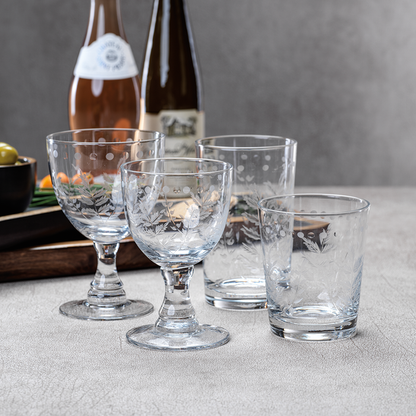 Botanical Etched Glassware Collection — Set of 4 - Drinkware by Carlyle Avenue