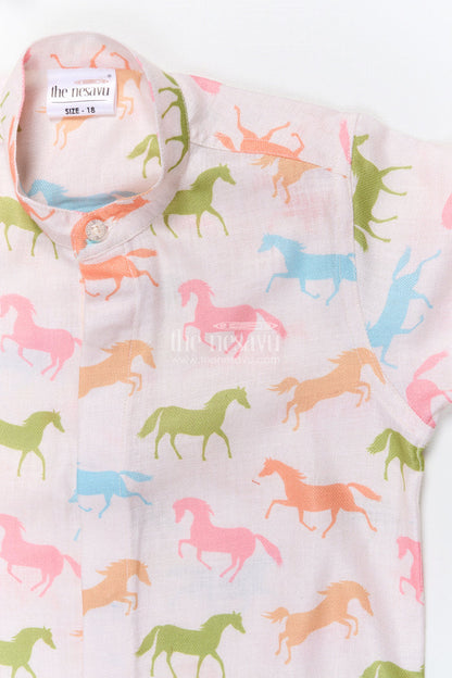 The Nesavu Boys Linen Shirt Boys Animal Themed Linen Shirt for Zoo Trips and Casual Summer Wear Nesavu Nesavu boys animal themed linen shirt casual summer days outdoor adventures