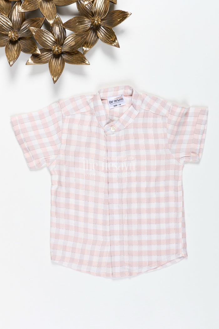 The Nesavu Boys Cotton Shirt Boys Beige Checkered Shirt in Cotton Blend for Everyday Comfort and Style Nesavu Nesavu Boys Cotton Blend Check Shirt Everyday Wear School Family Time Casual Outings