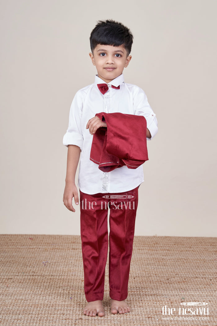 The Nesavu Boys Casual Set Boys Birthday Outfit with Waistcoat and Bowtie for Festive Occasions Nesavu Nesavu boys birthday outfit smart waistcoat bowtie festive occasions