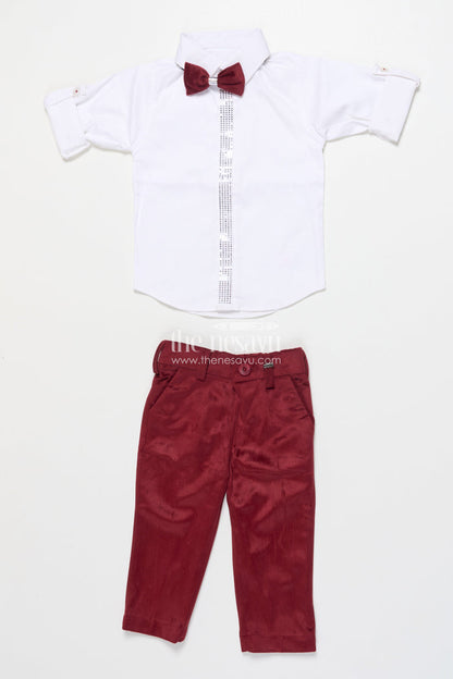 The Nesavu Boys Casual Set Boys Birthday Outfit with Waistcoat and Bowtie for Festive Occasions Nesavu Nesavu boys birthday outfit smart waistcoat bowtie festive occasions