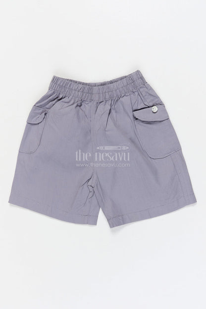 The Nesavu Boys Shorts Boys Breathable Cotton Shorts for School and Everyday Use Nesavu 16 (1Y) / Gray / Cotton BWS072C-16 Nesavu boys breathable cotton shorts with pockets – ideal for school, playtime and casual dressing