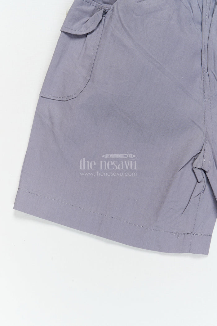 The Nesavu Boys Shorts Boys Breathable Cotton Shorts for School and Everyday Use Nesavu 16 (1Y) / Gray / Cotton BWS072C-16 Nesavu boys breathable cotton shorts with pockets – ideal for school, playtime and casual dressing