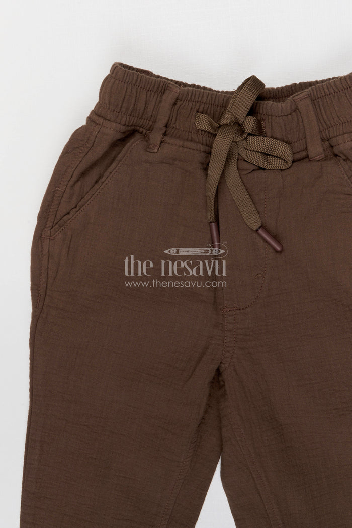 The Nesavu Boys Pant Boys Breathable Muslin Cotton Pants for Casual Outings and Daily Wear Nesavu Nesavu boys breathable muslin cotton pants for casual wear comfortable kids drawstring pants