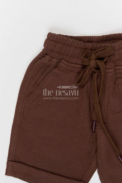 The Nesavu Boys Shorts Boys Breathable Muslin Cotton Shorts for Summer Activities and Play Nesavu Nesavu boys breathable muslin cotton shorts for summer play comfortable kids drawstring shorts
