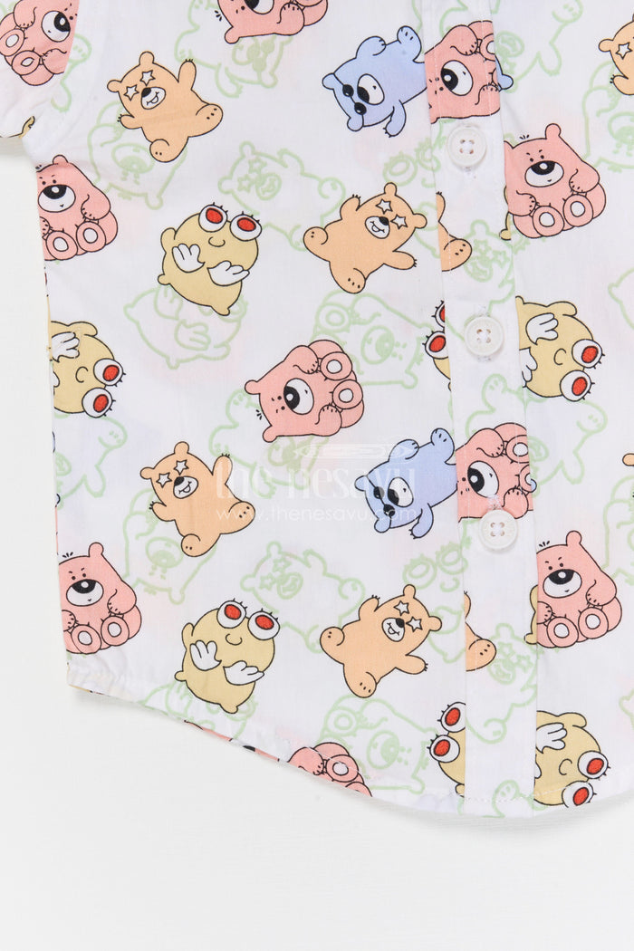 The Nesavu Boys Cotton Shirt Boys Cartoon Print Cotton Shirt for Casual Outings and Playtime Nesavu Nesavu boys cotton cartoon print shirt for casual outings playful kids everyday wear