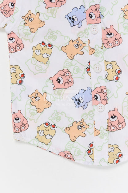 The Nesavu Boys Cotton Shirt Boys Cartoon Print Cotton Shirt for Casual Outings and Playtime Nesavu Nesavu boys cotton cartoon print shirt for casual outings playful kids everyday wear