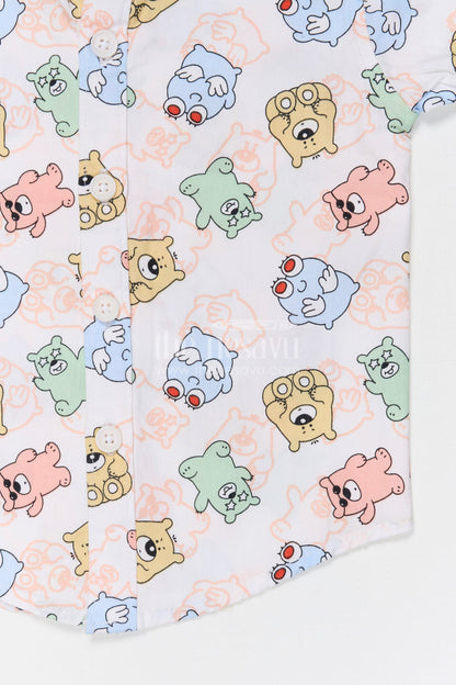 The Nesavu Boys Cotton Shirt Boys Cartoon Print Type Cotton Shirt for Casual Outings and Playtime Nesavu Nesavu boys cotton cartoon print shirt for casual outings playful everyday kids wear