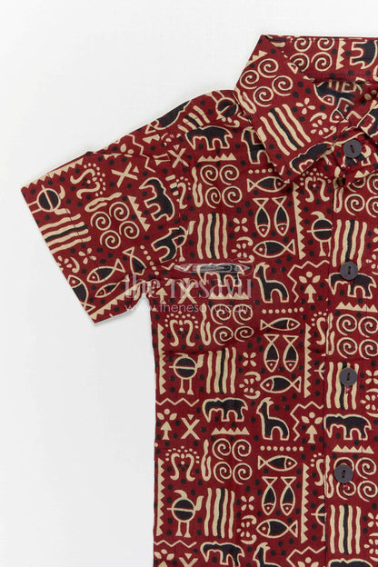 The Nesavu Boys Casual Set Boys Casual Co Ord Set for Playtime and Summer Days Nesavu Nesavu Boys Casual Cotton Co Ord Set For Playtime With Digital Print Shirt And Comfortable Shorts