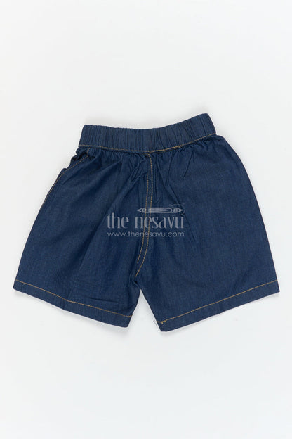 The Nesavu Boys Shorts Boys Casual Cotton Shorts with Contrast Stitching for Daily Use Nesavu 16 (1Y) / Blue / Cotton BWS073B-16 Nesavu boys cotton shorts with contrast stitching – ideal for casual outings, school and play