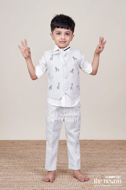 The Nesavu Boys Casual Set Boys Casual Set for Birthdays and Family Day Outings Nesavu 16 (1Y) / Green BCS224C-16 Nesavu boys casual outfit printed jacket birthdays smart family outings