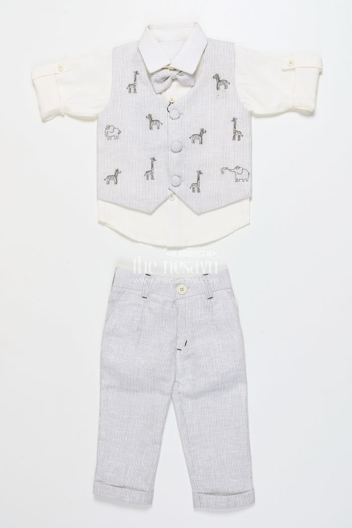 The Nesavu Boys Casual Set Boys Casual Set for Birthdays and Family Day Outings Nesavu Nesavu boys casual outfit printed jacket birthdays smart family outings