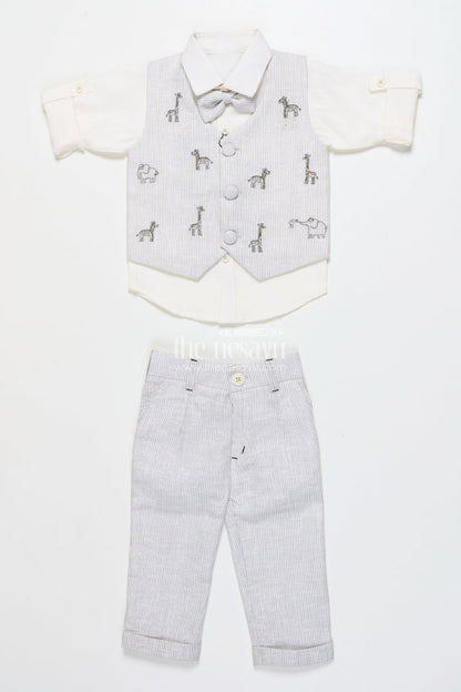 The Nesavu Boys Casual Set Boys Casual Set for Birthdays and Family Day Outings Nesavu Nesavu boys casual outfit printed jacket birthdays smart family outings
