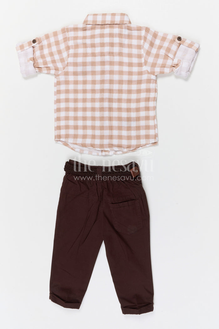 The Nesavu Boys Casual Set Boys Casual Shirt and Pant Set for Family Outings and Celebrations Nesavu Nesavu boys cotton checked shirt and pant set for family outings birthday parties and casual events