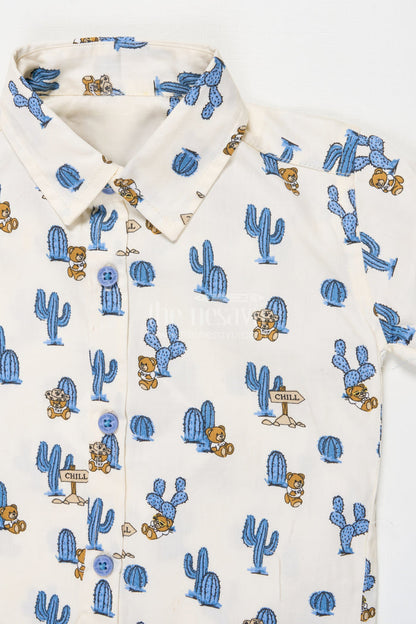 The Nesavu Boys Casual Set Boys Casual Shirt and Pant Set for Smart Everyday Dressing Nesavu Nesavu boys printed shirt and cotton pant casual set for playful everyday style