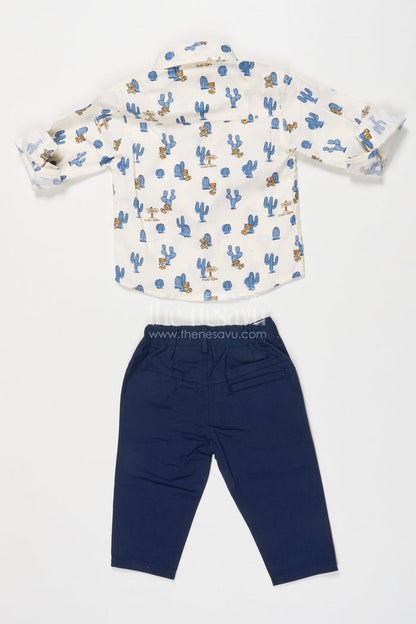 The Nesavu Boys Casual Set Boys Casual Shirt and Pant Set for Smart Everyday Dressing Nesavu Nesavu boys printed shirt and cotton pant casual set for playful everyday style