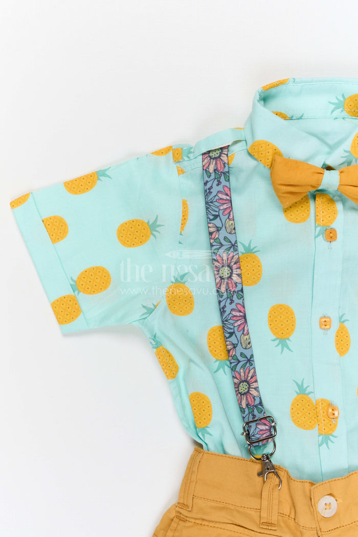 The Nesavu Boys Casual Set Boys Casual Shirt and Shorts Set for Birthday Parties and Outings Nesavu Nesavu boys cotton digital print shirt and shorts set for birthday parties outings and celebrations