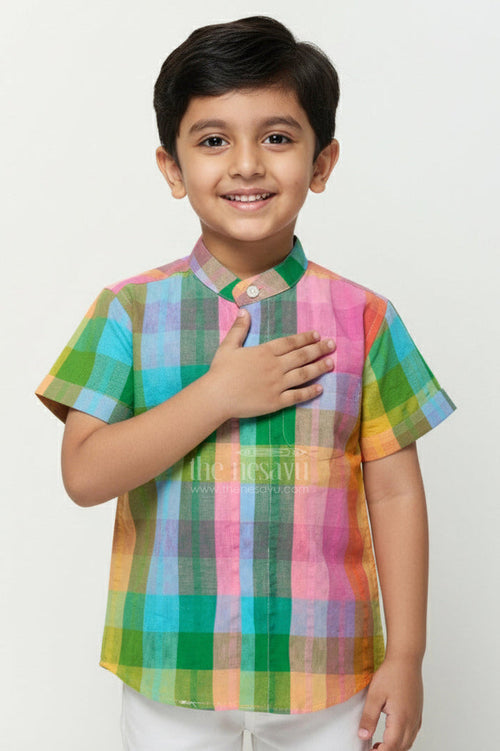 The Nesavu Boys Cotton Shirt Boys Casual Shirt for Family Outings and Everyday Wear Nesavu 16 (1Y) / Multicolor BS341A-16 Nesavu boys multicolour check shirt cotton birthdays casual events daily wear