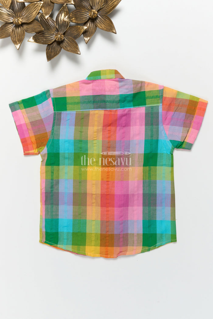The Nesavu Boys Cotton Shirt Boys Casual Shirt for Family Outings and Everyday Wear Nesavu Nesavu boys multicolour check shirt cotton birthdays casual events daily wear